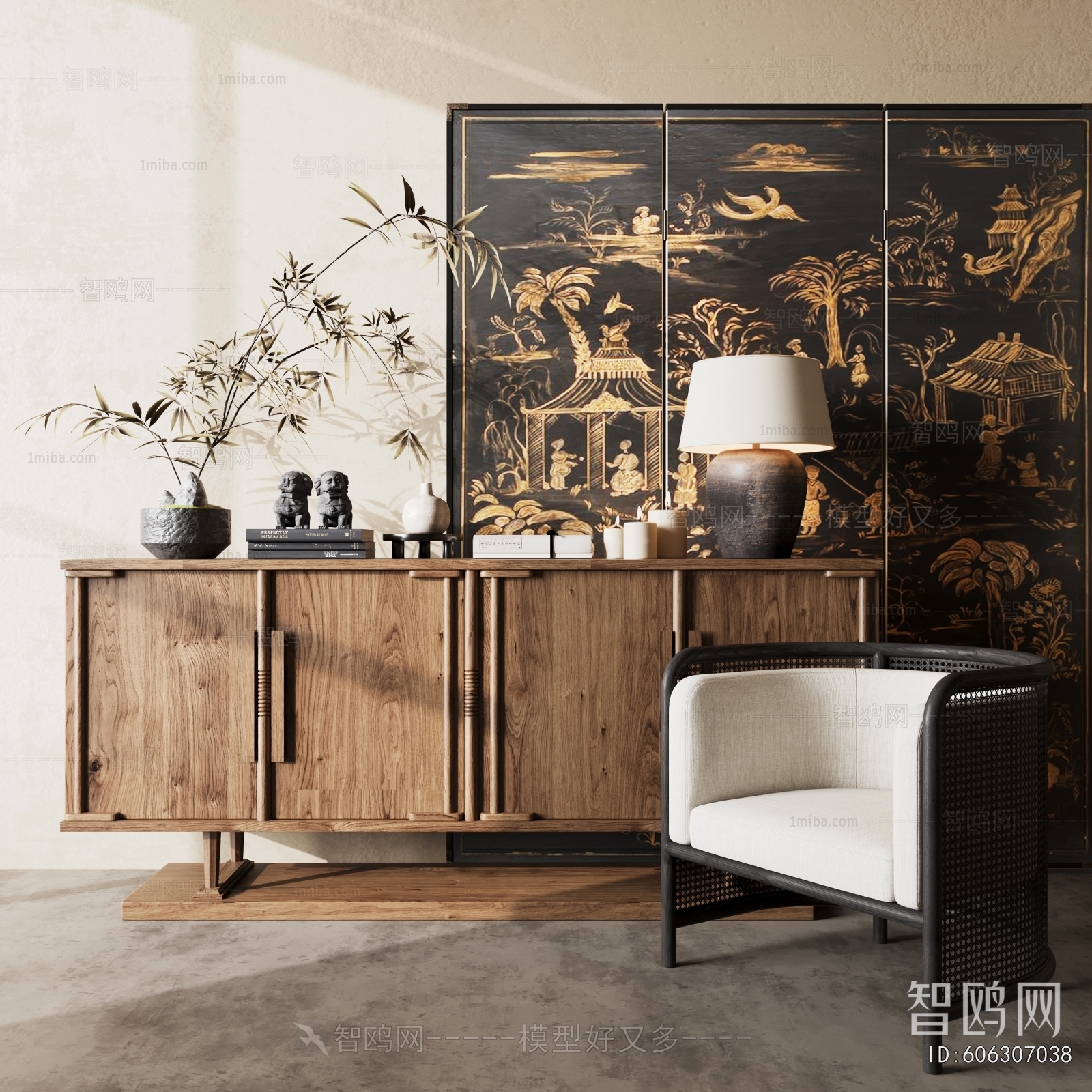 New Chinese Style Side Cabinet