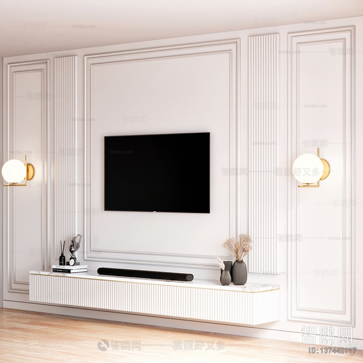 Simple European Style TV Wall