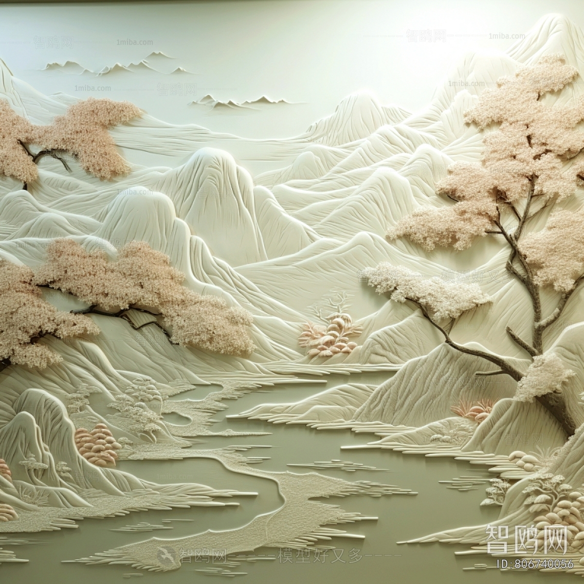 新中式浮雕山水装饰画