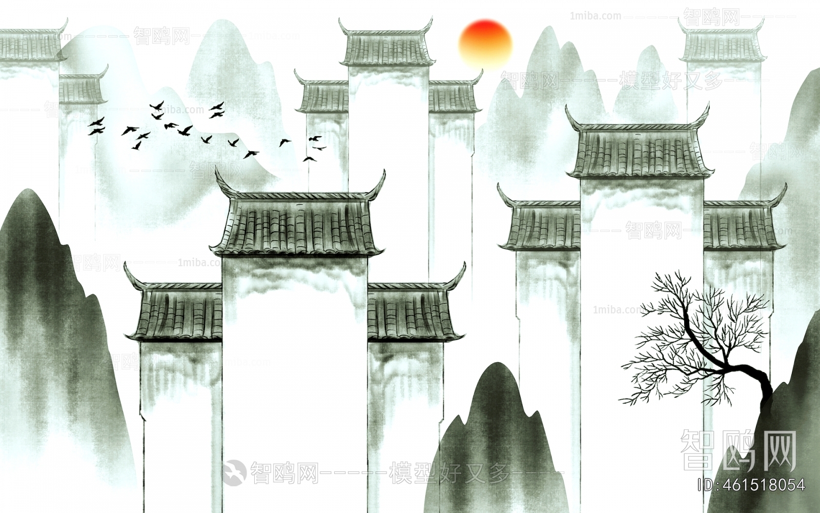 新中式壁纸壁画