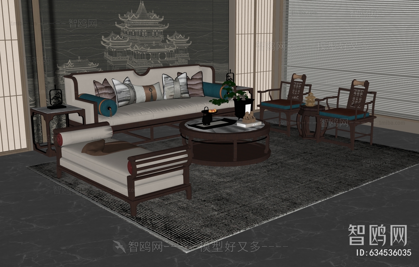 New Chinese Style Sofa Combination