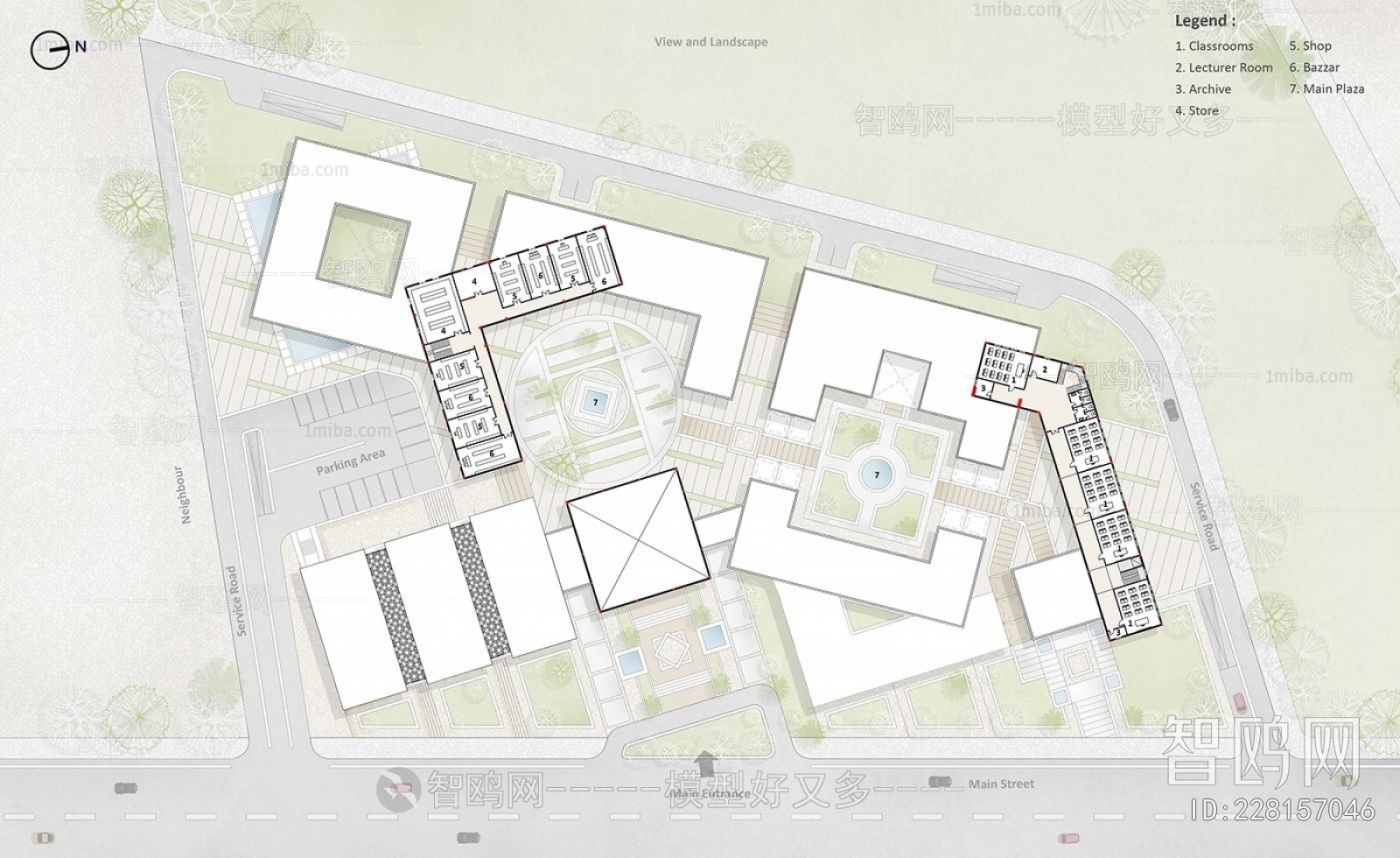 Modern Architectural Bird's-eye View Planning