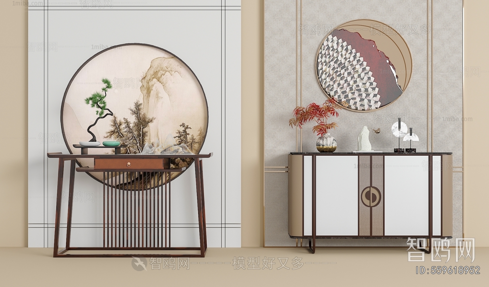 New Chinese Style Entrance Cabinet