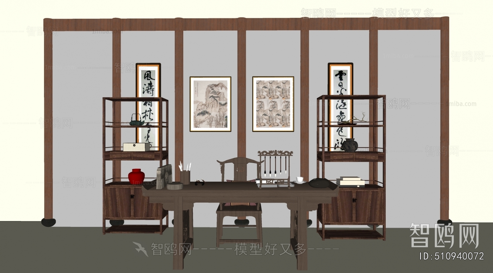 Chinese Style Computer Desk And Chair