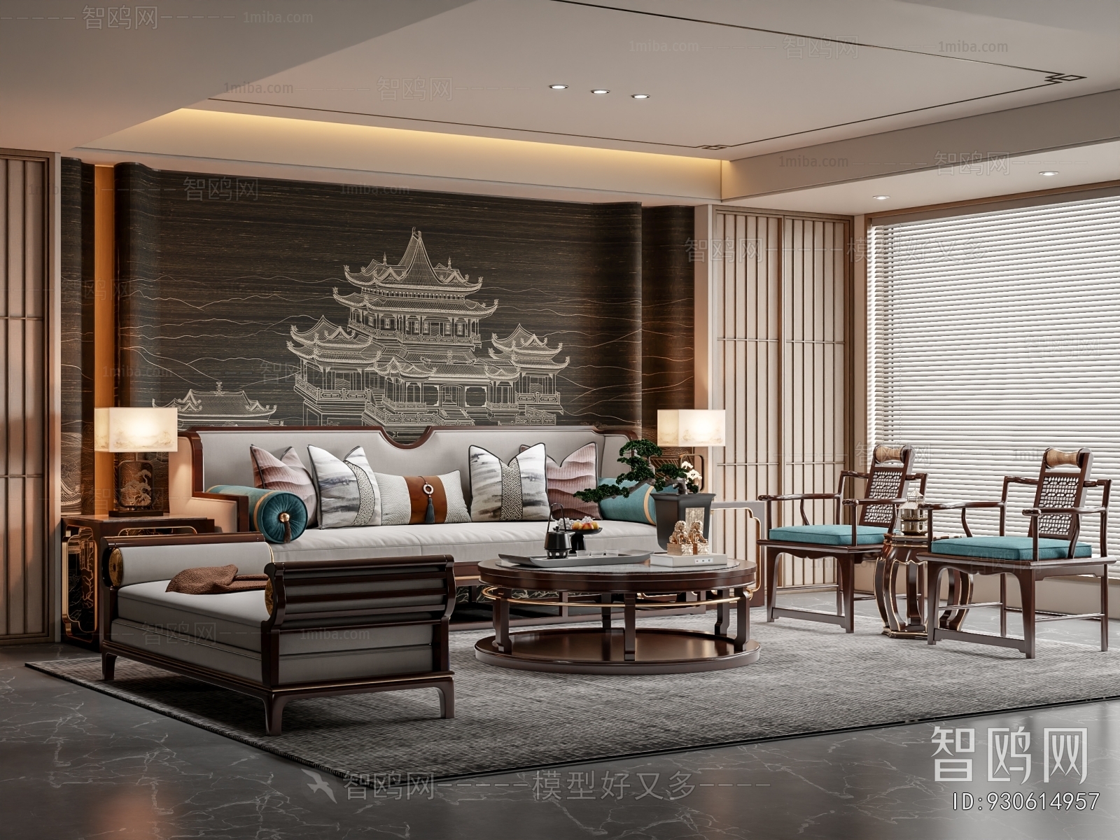 New Chinese Style A Living Room