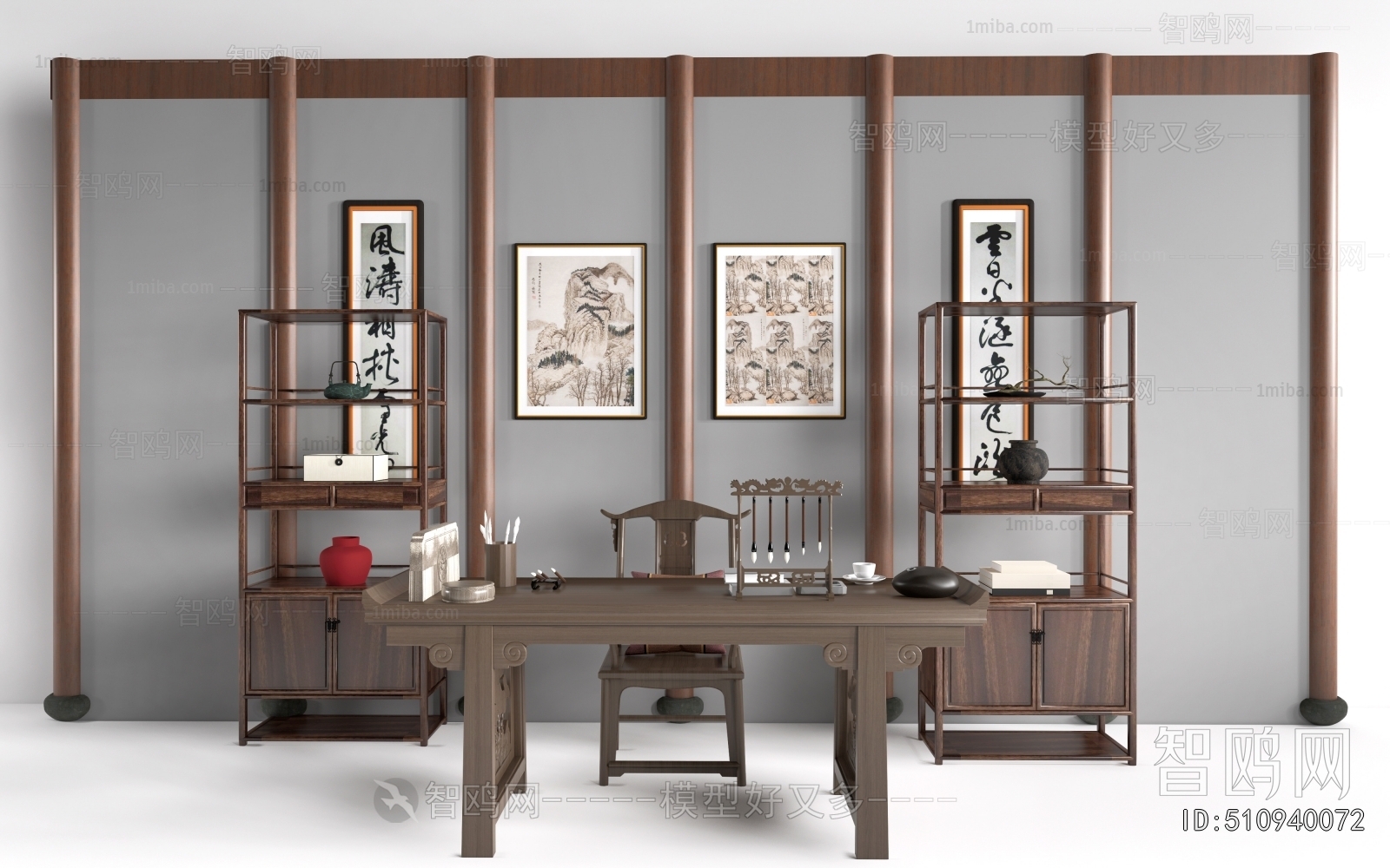 Chinese Style Computer Desk And Chair