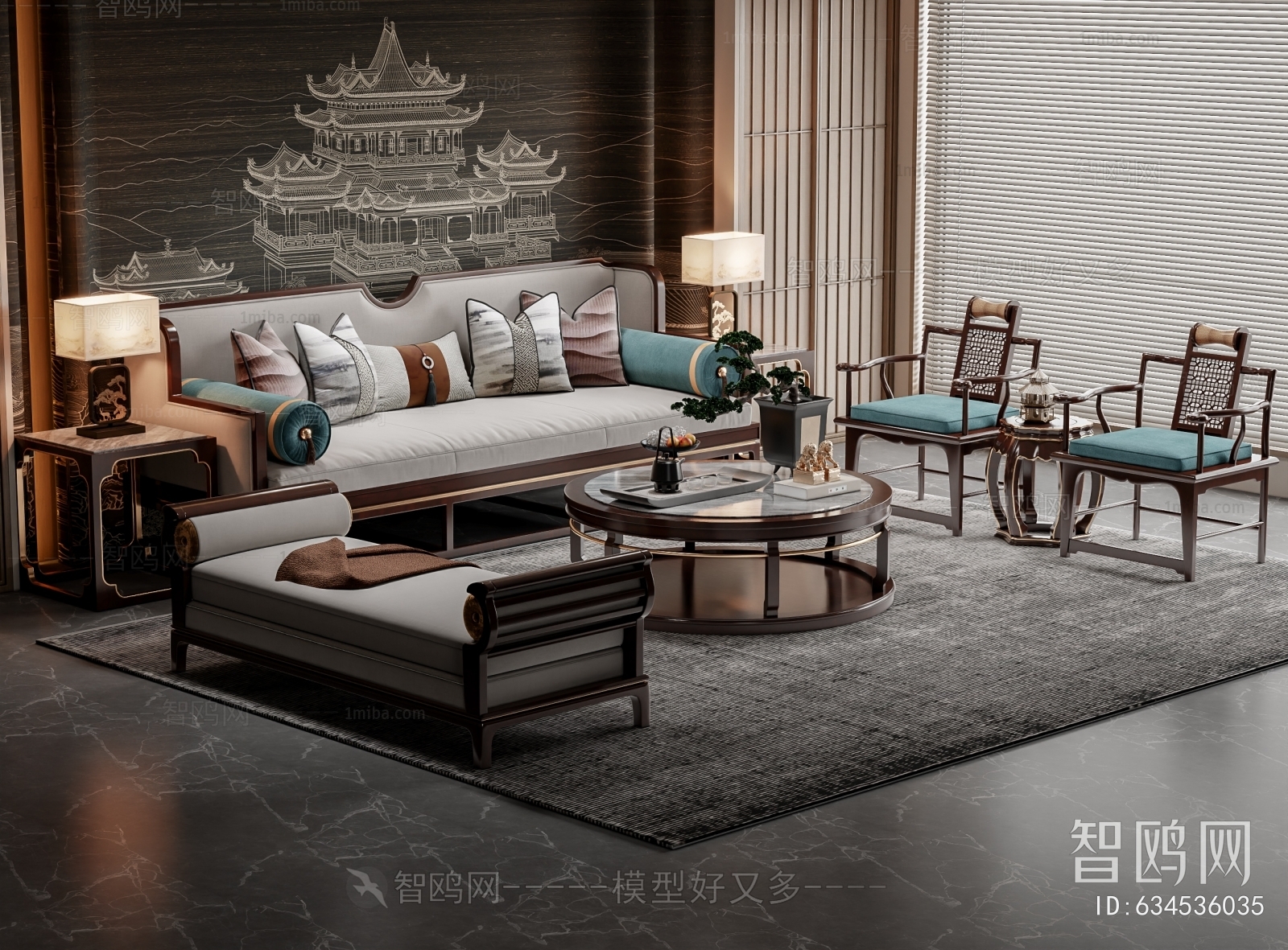 New Chinese Style Sofa Combination