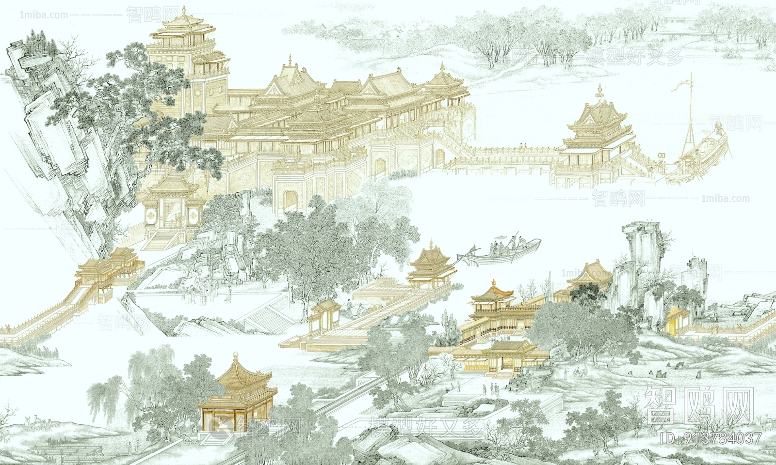 新中式壁纸壁画