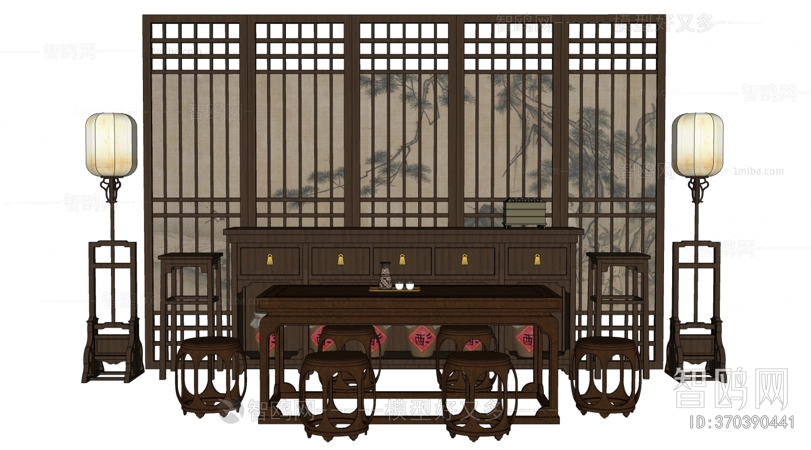 New Chinese Style Wooden Screen Partition