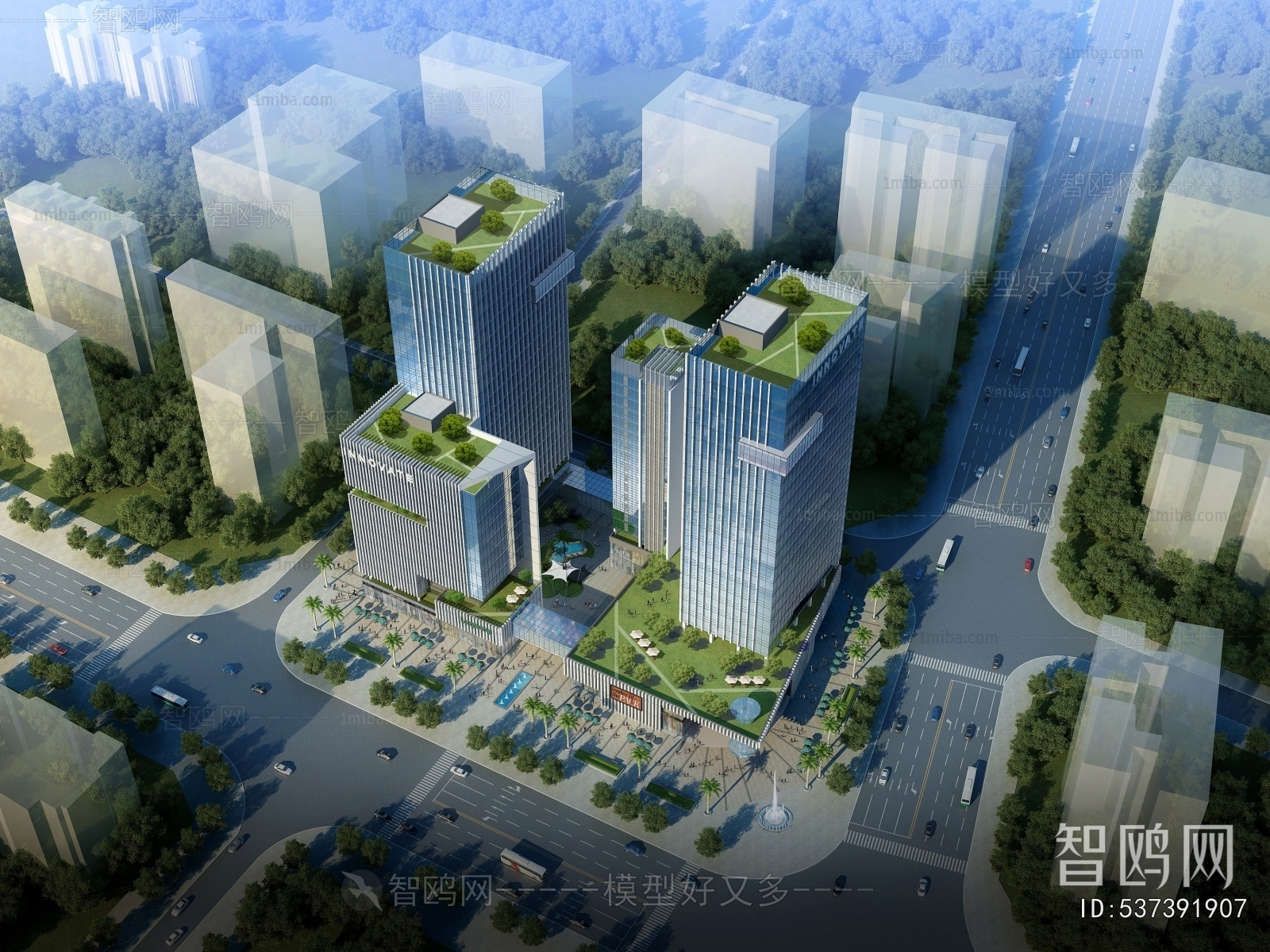 Modern Architectural Bird's-eye View Planning