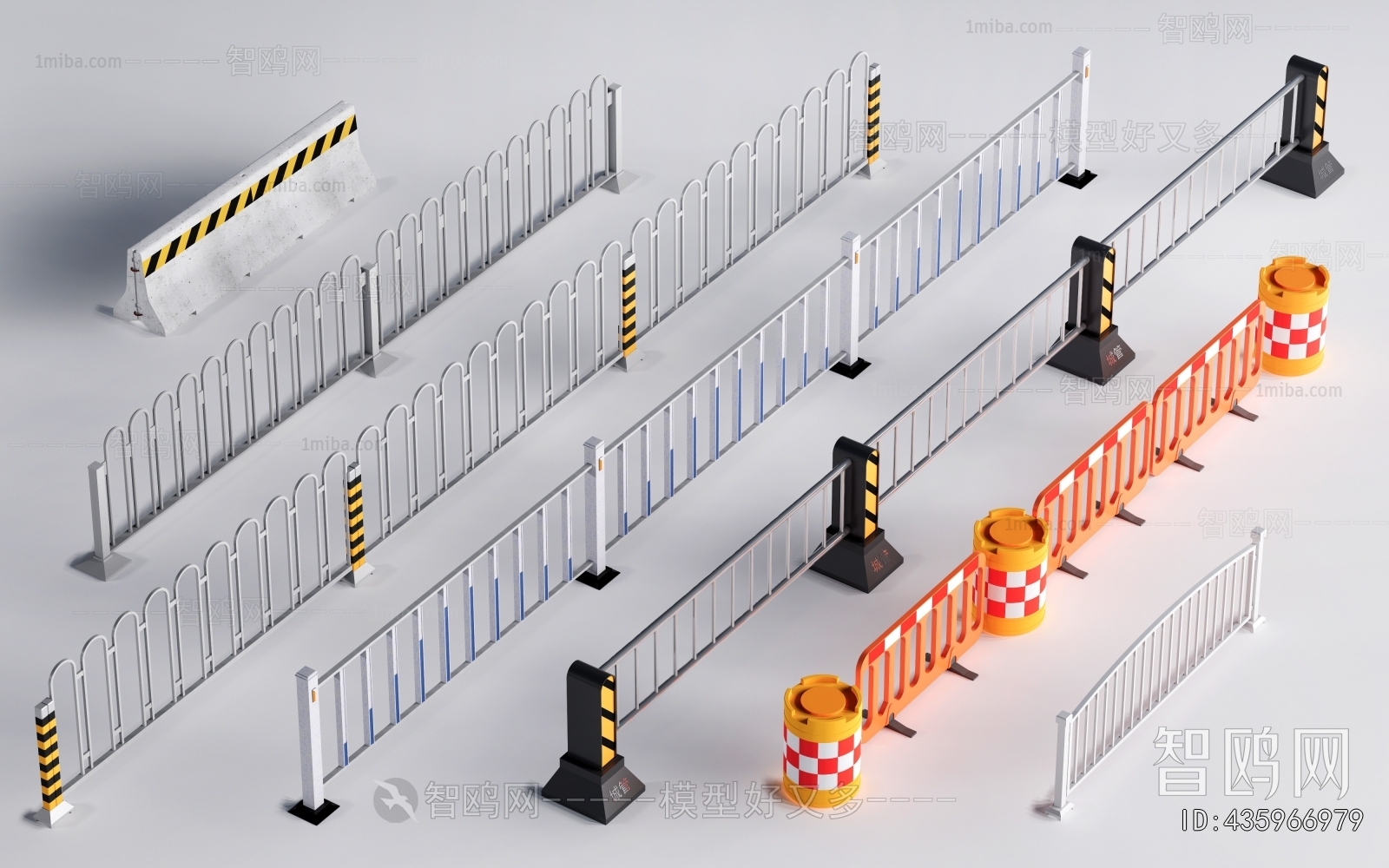 现代道路铁艺栏杆护栏组合