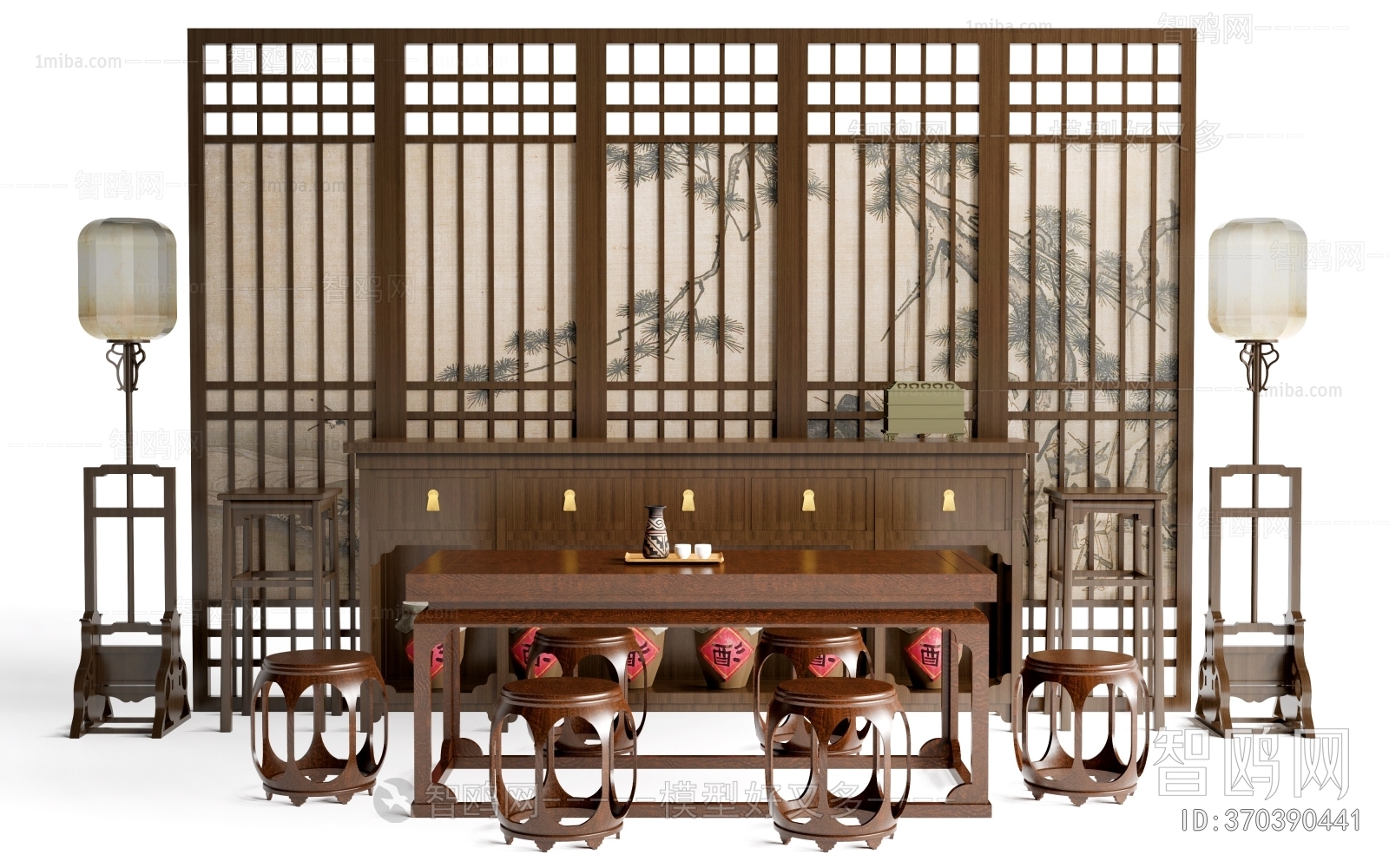 New Chinese Style Wooden Screen Partition