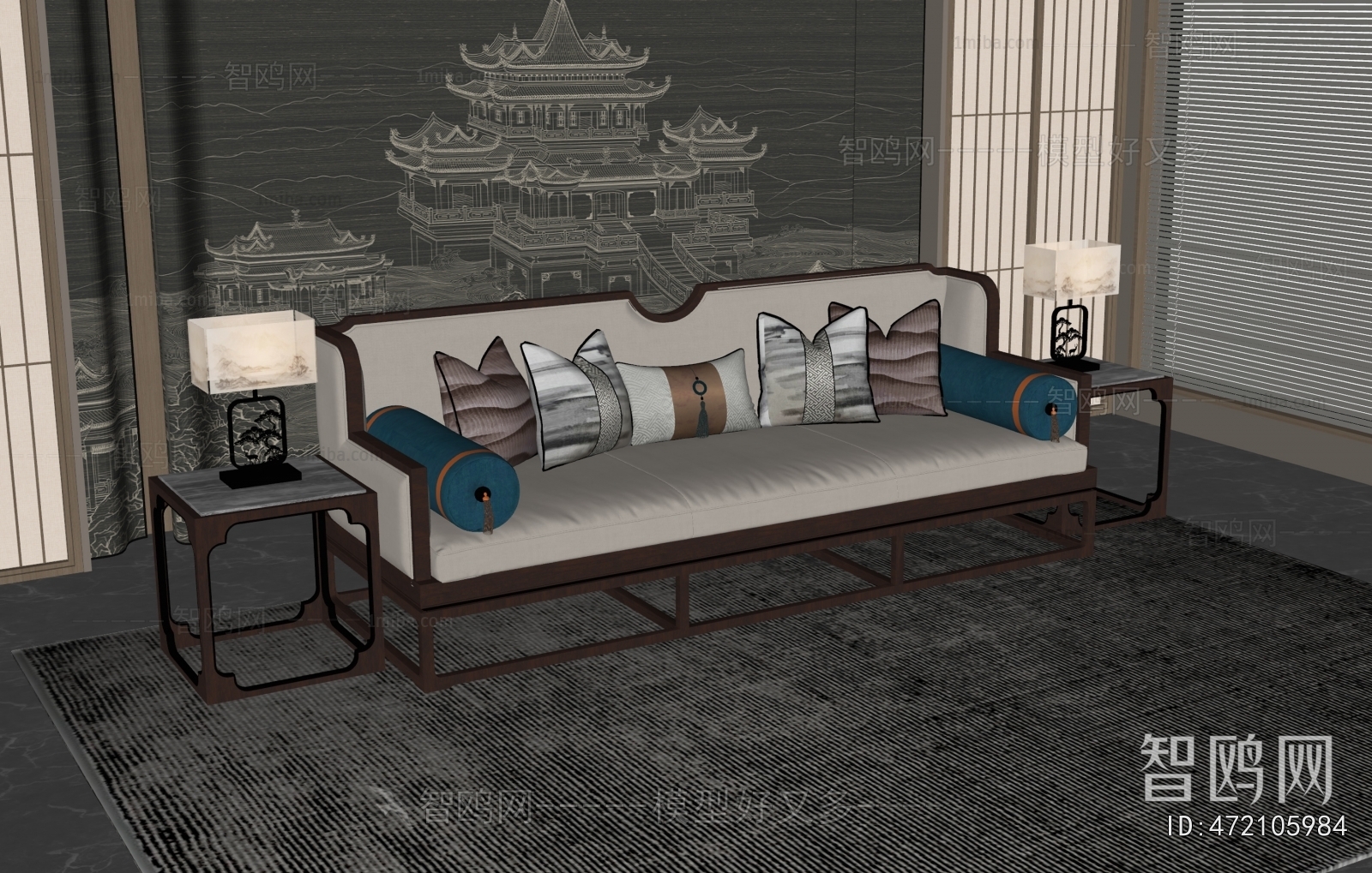 New Chinese Style Multi Person Sofa