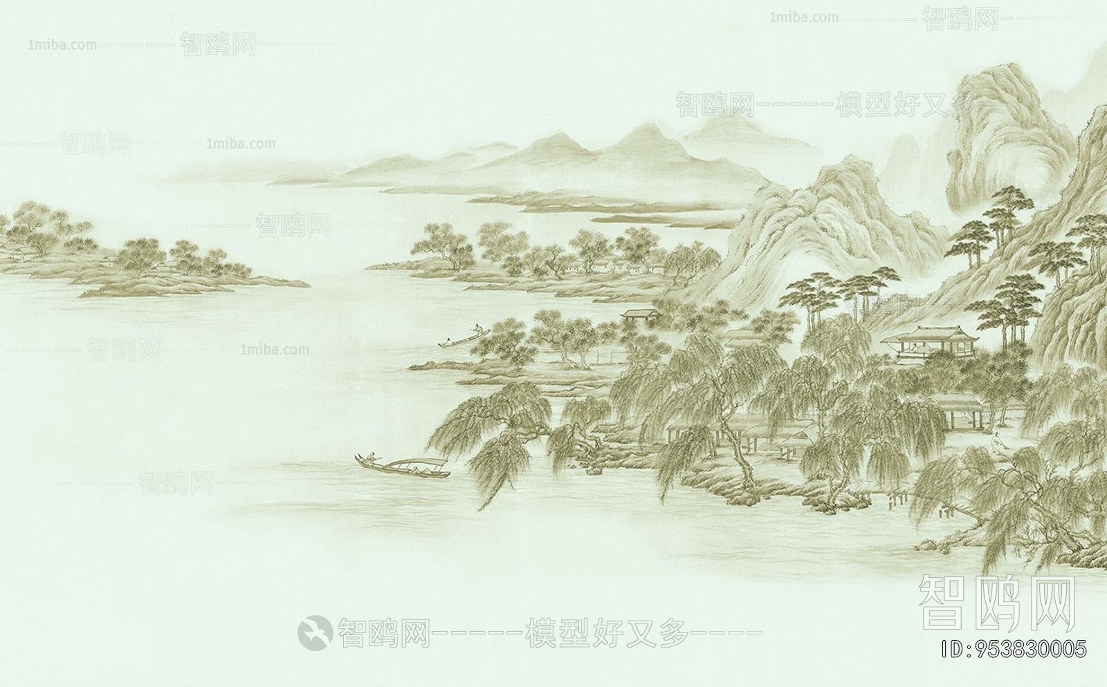 新中式壁纸壁画