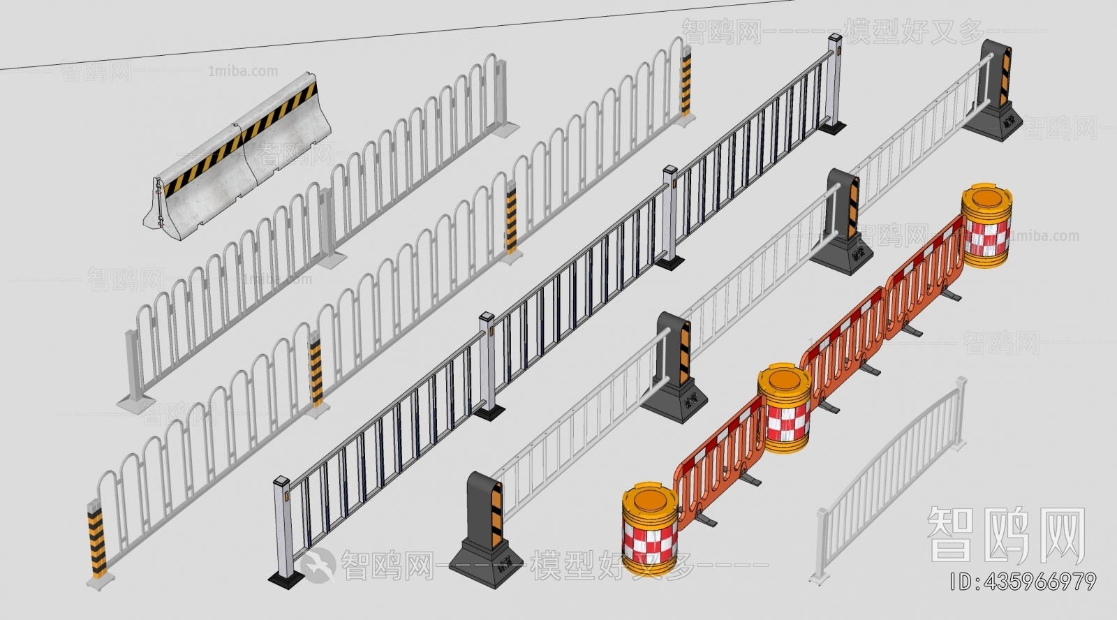 现代道路铁艺栏杆护栏组合