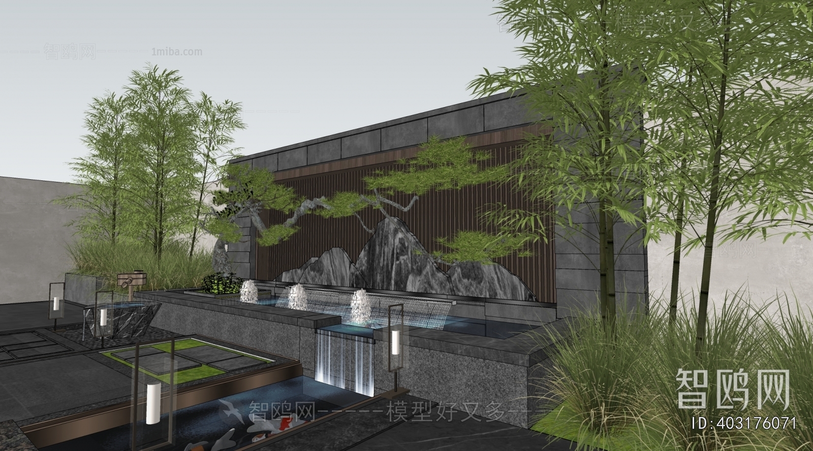 New Chinese Style Rockery Waterscape