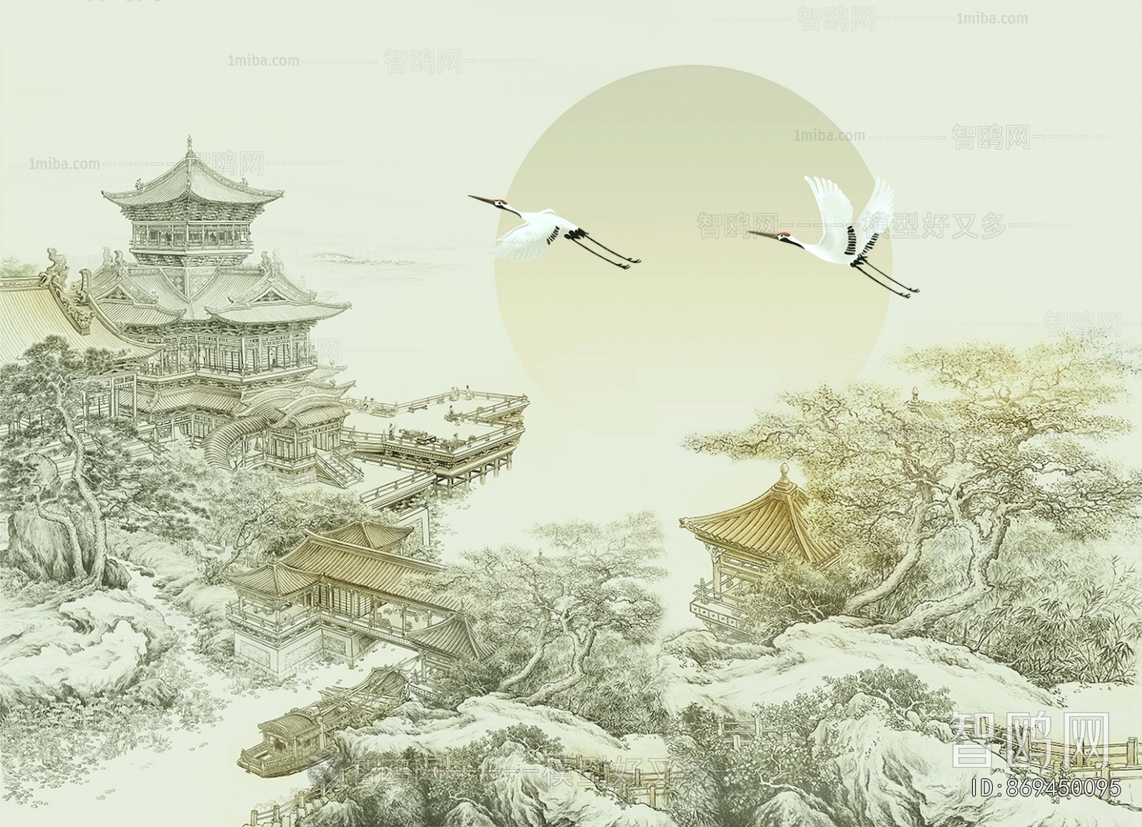 新中式壁纸壁画