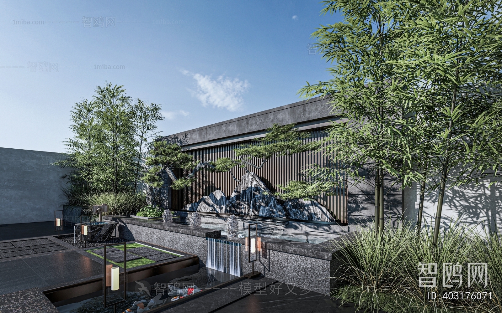 New Chinese Style Rockery Waterscape