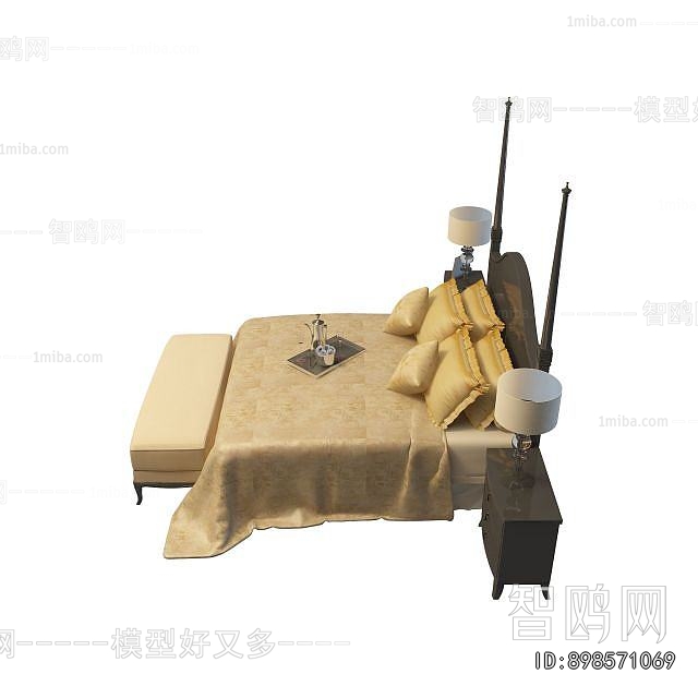 Simple European Style Double Bed