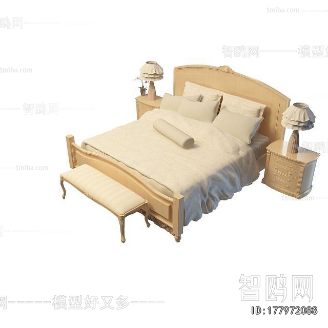 Simple European Style Double Bed