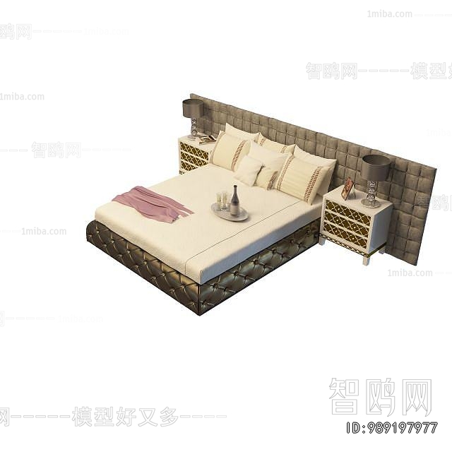Simple European Style Double Bed