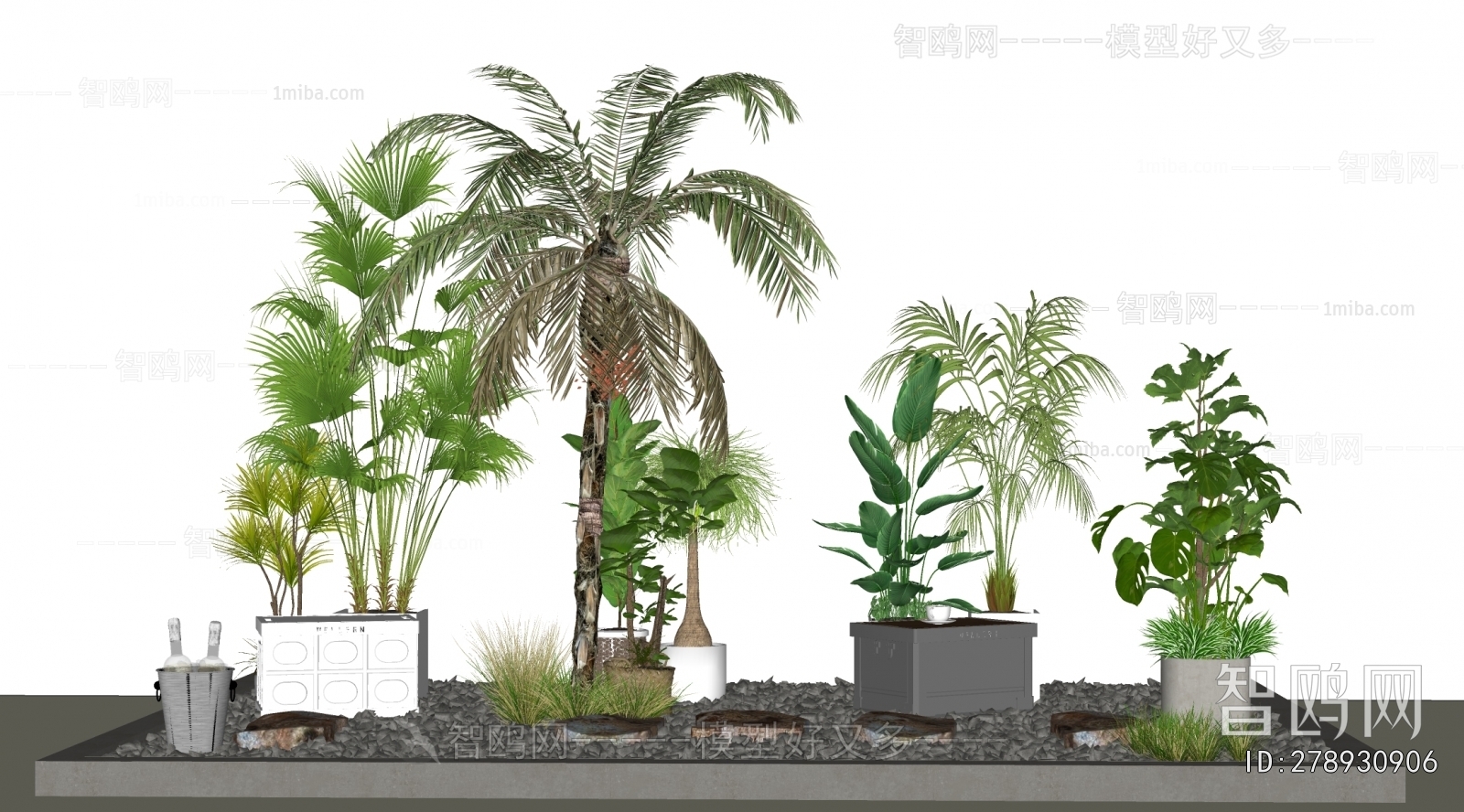 Modern Ground Green Plant Potted Plants