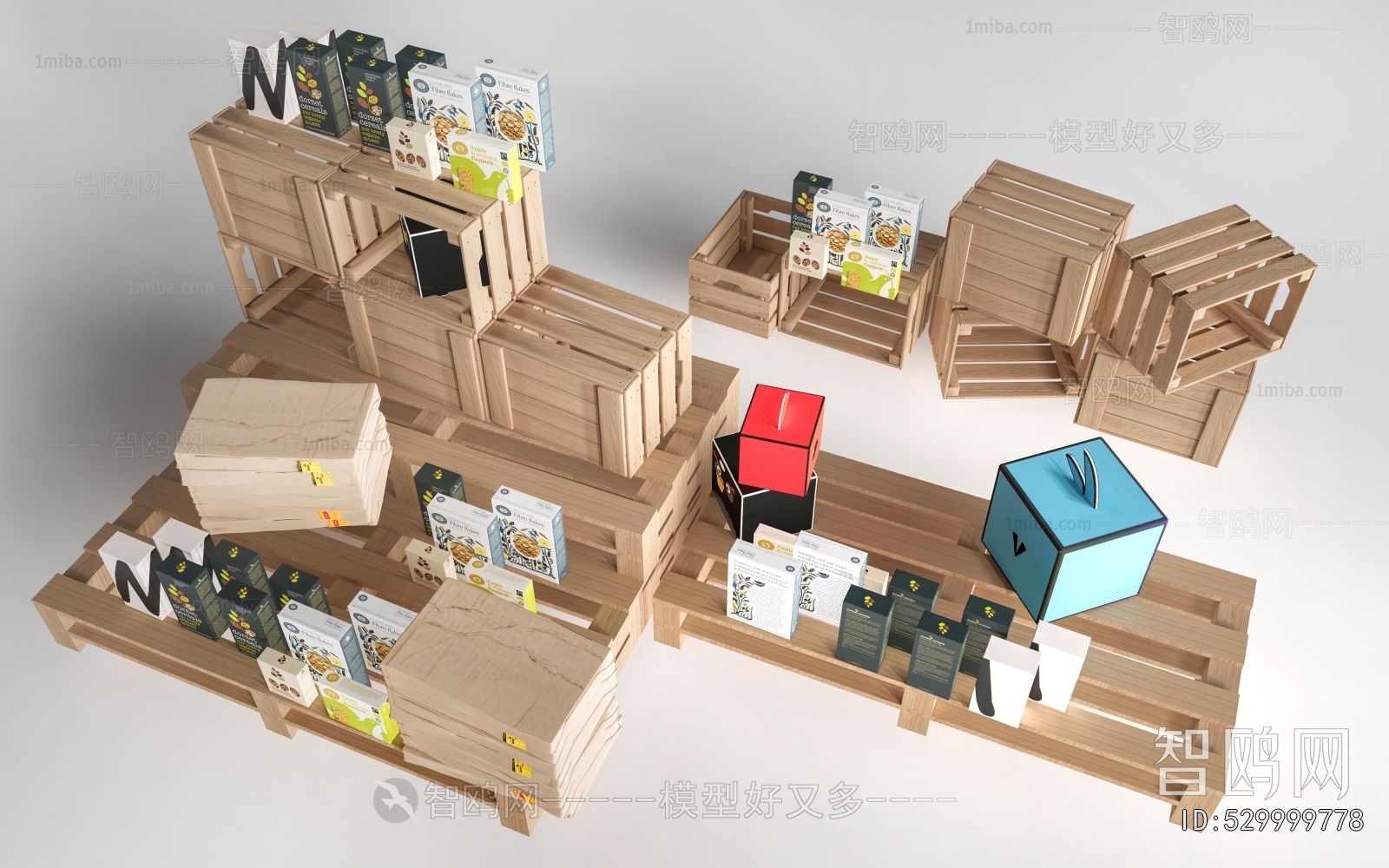 现代实木户外文创展台组合
