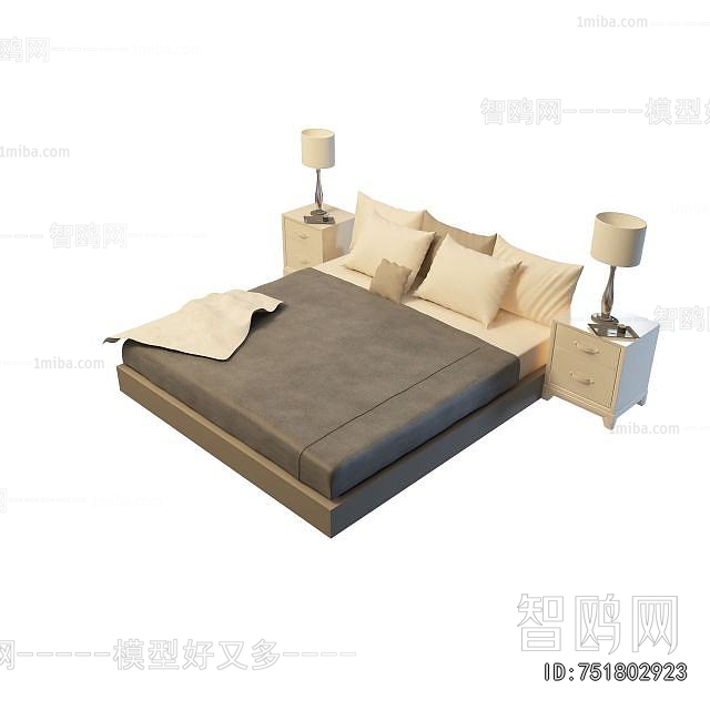 Simple European Style Double Bed