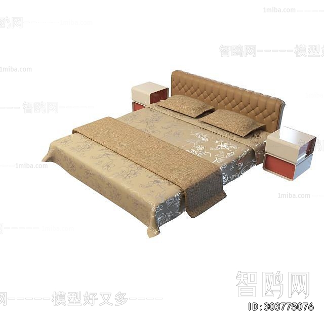 Simple European Style Double Bed