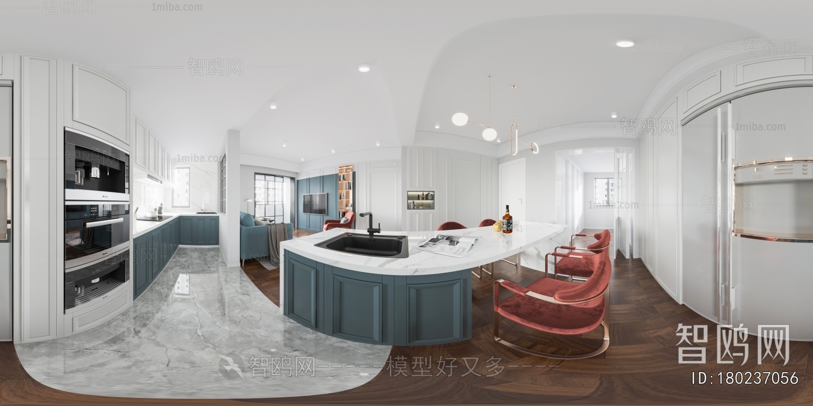 Simple European Style Open Kitchen