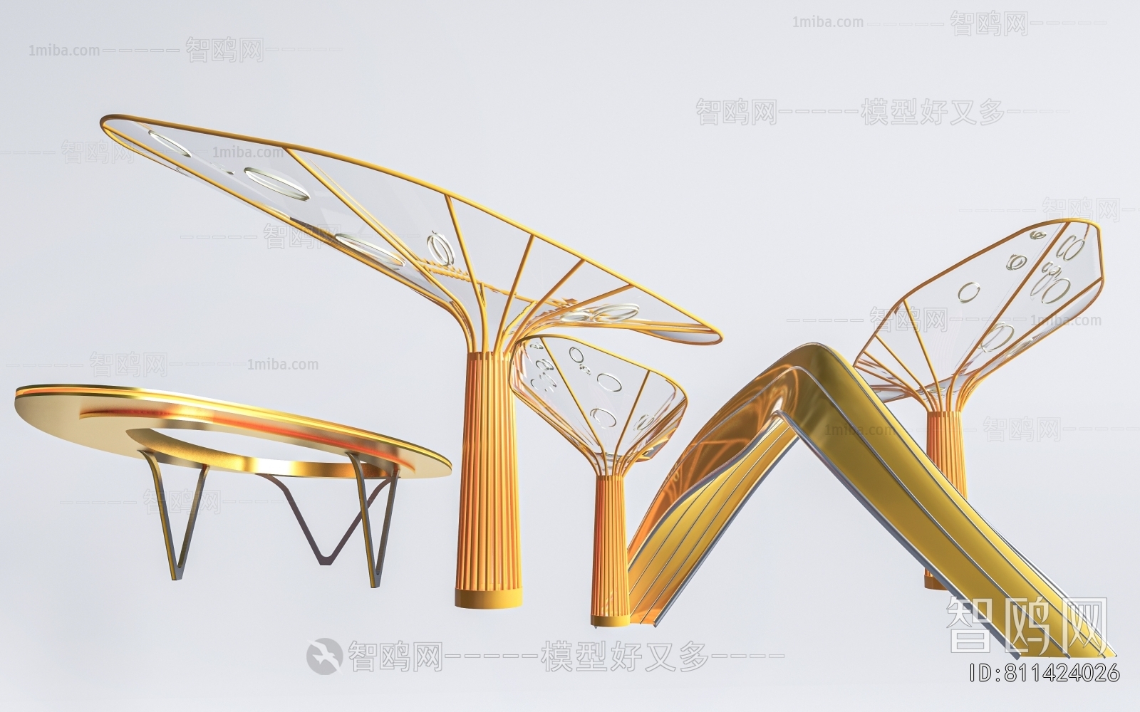 现代户外艺术异形景观廊架组合