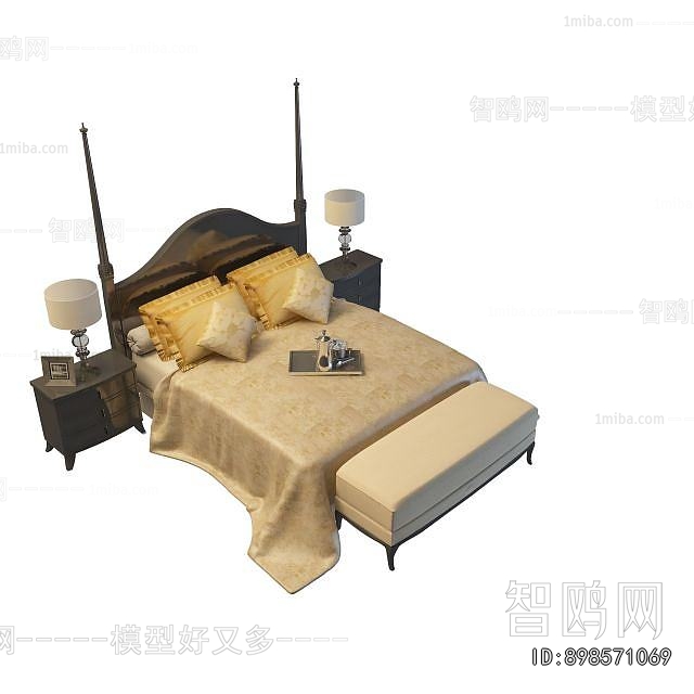 Simple European Style Double Bed