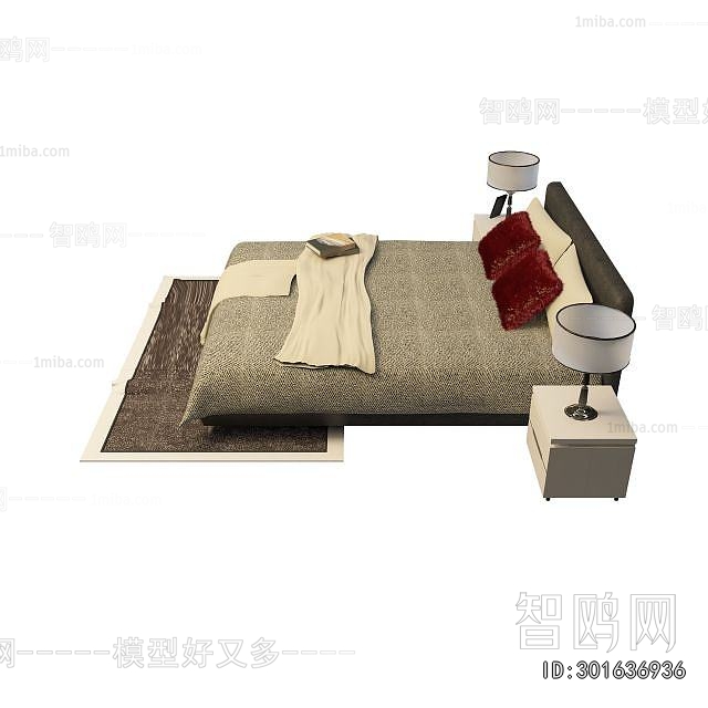 Simple European Style Double Bed