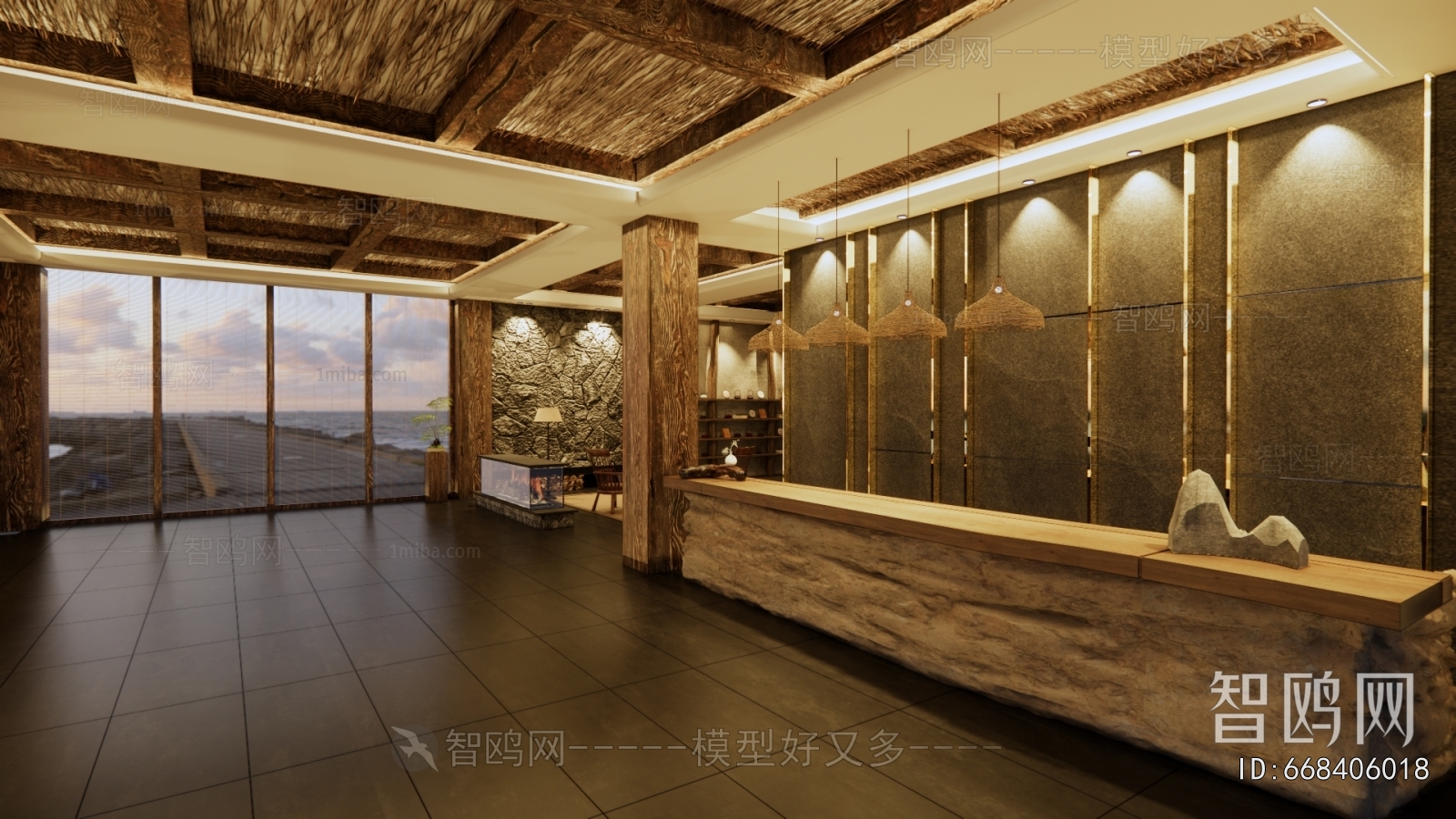 Wabi-sabi Style Lobby Hall