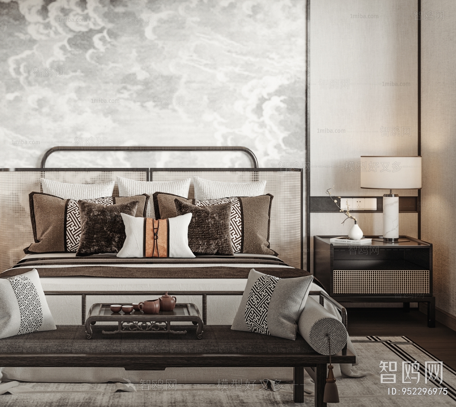 New Chinese Style Double Bed