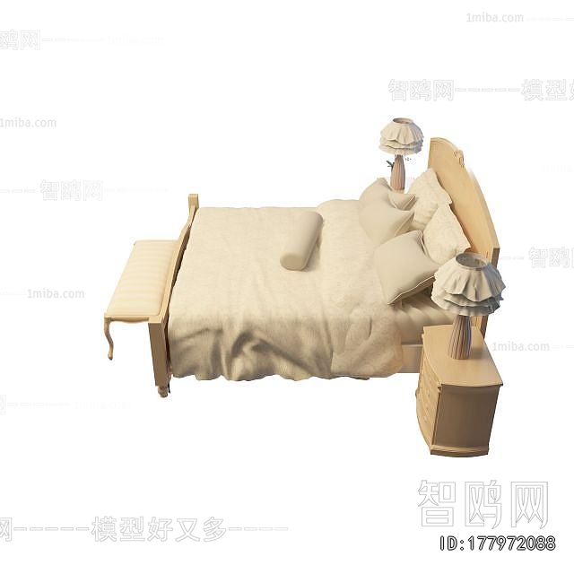 Simple European Style Double Bed