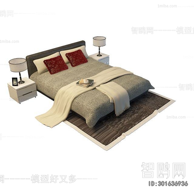 Simple European Style Double Bed