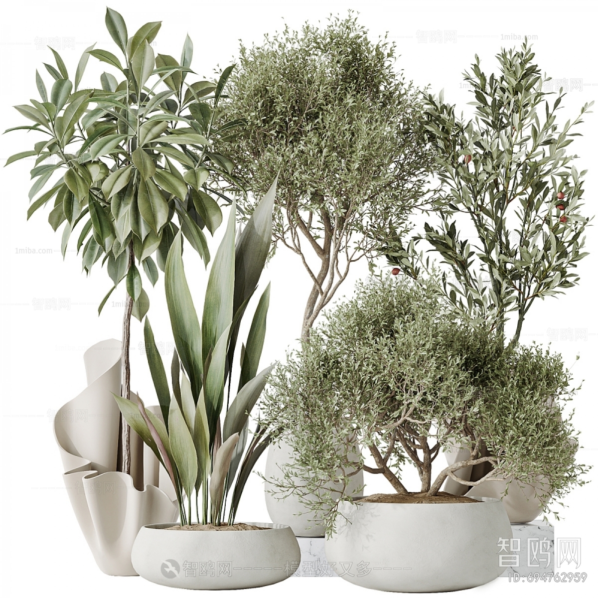 Modern Ground Green Plant Potted Plants