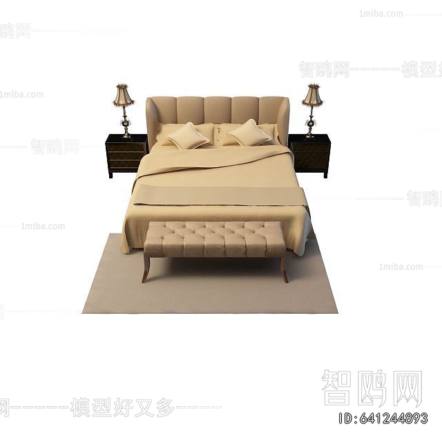 Simple European Style Double Bed