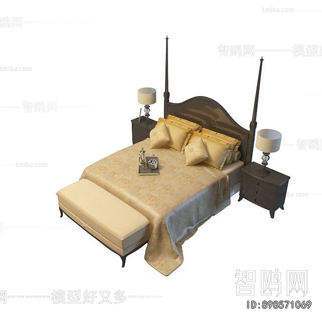 Simple European Style Double Bed