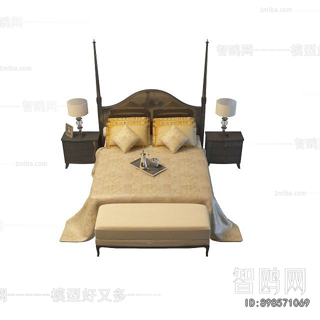 Simple European Style Double Bed