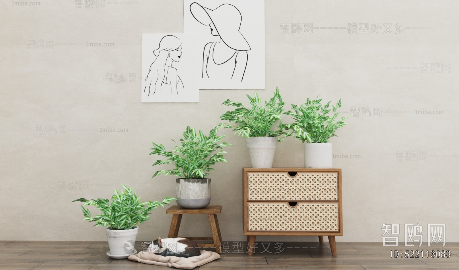 Modern Potted Green Plant