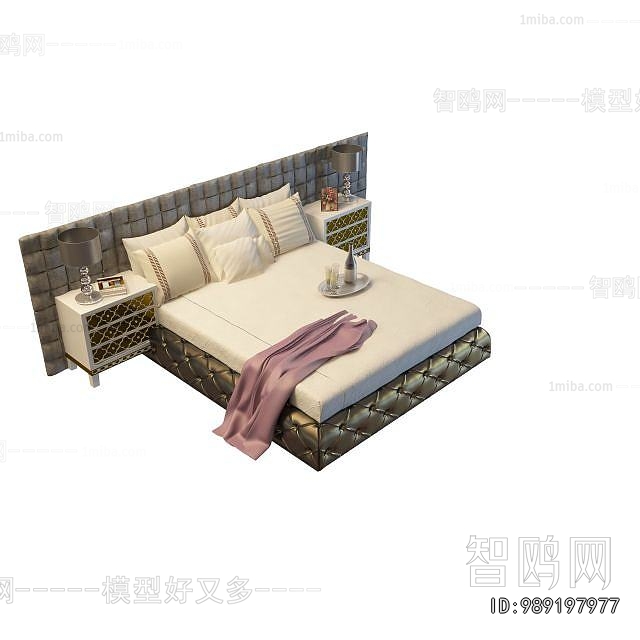 Simple European Style Double Bed
