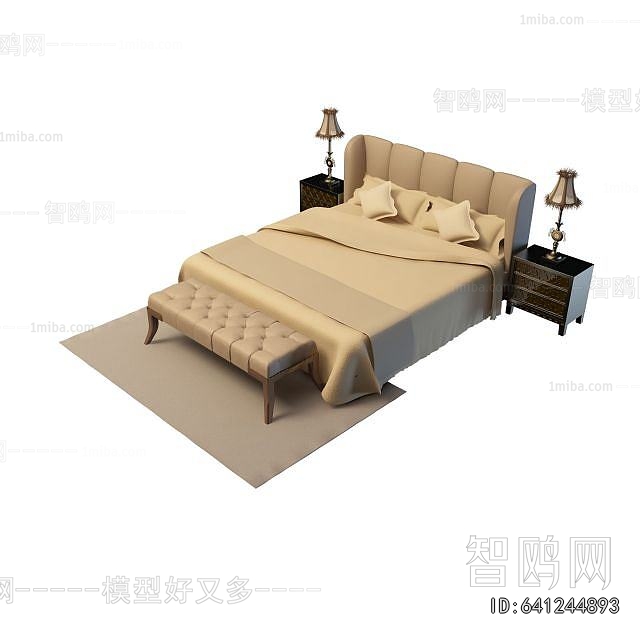 Simple European Style Double Bed
