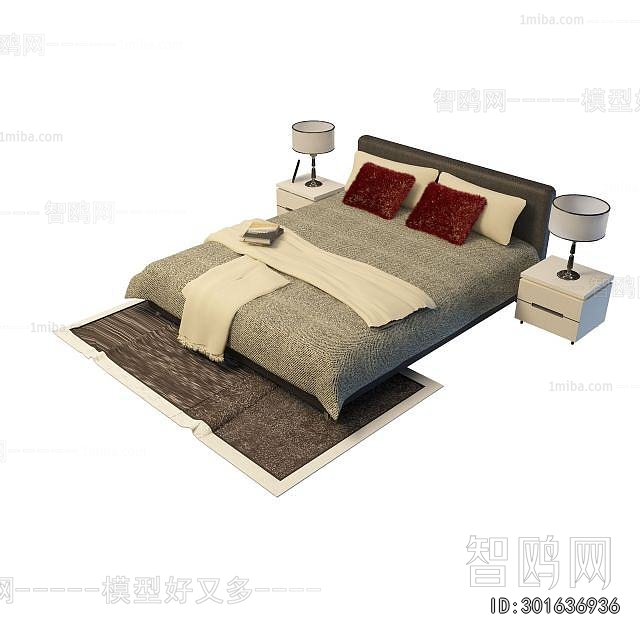 Simple European Style Double Bed