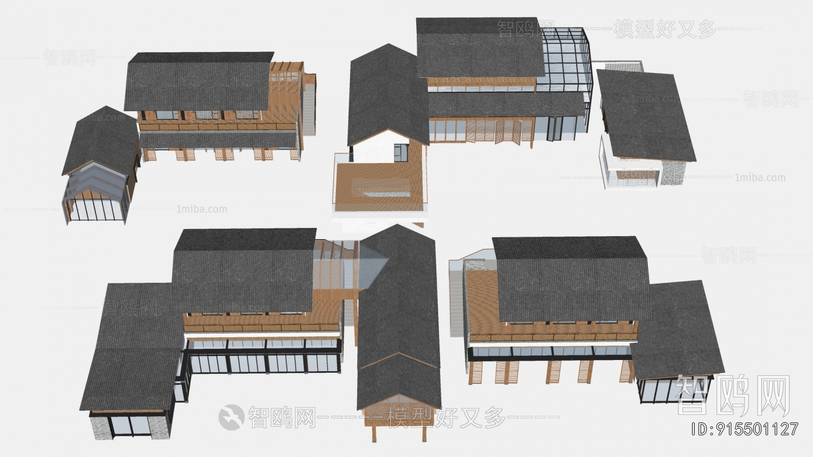 新中式民宿客栈建筑组合