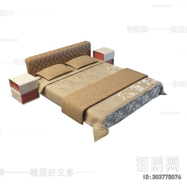 Simple European Style Double Bed