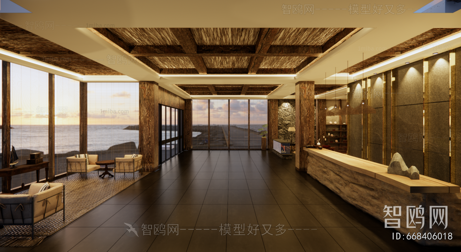 Wabi-sabi Style Lobby Hall