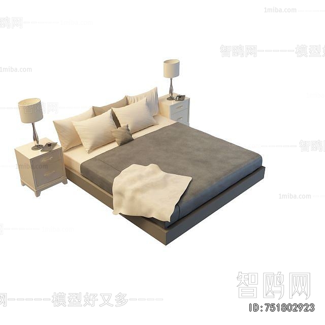 Simple European Style Double Bed