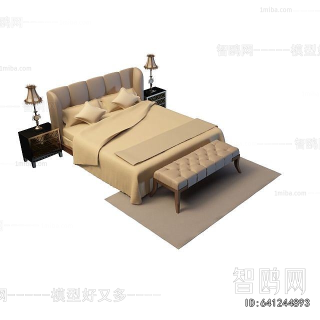 Simple European Style Double Bed
